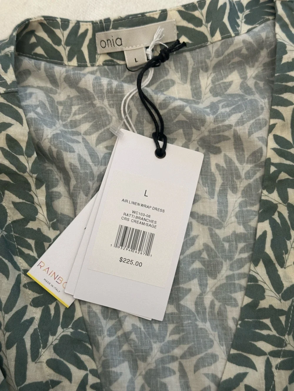 New! Onia Sage Green Air Linen Wrap Mini Dress Size large NWT 38382